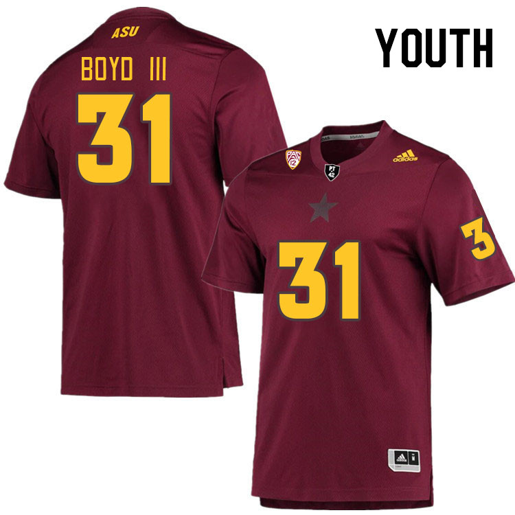 Youth #31 Jean Boyd III Arizona State Sun Devils College Football Jerseys Stitched Sale-Maroon